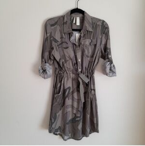 Green Camouflage Shirt Dress